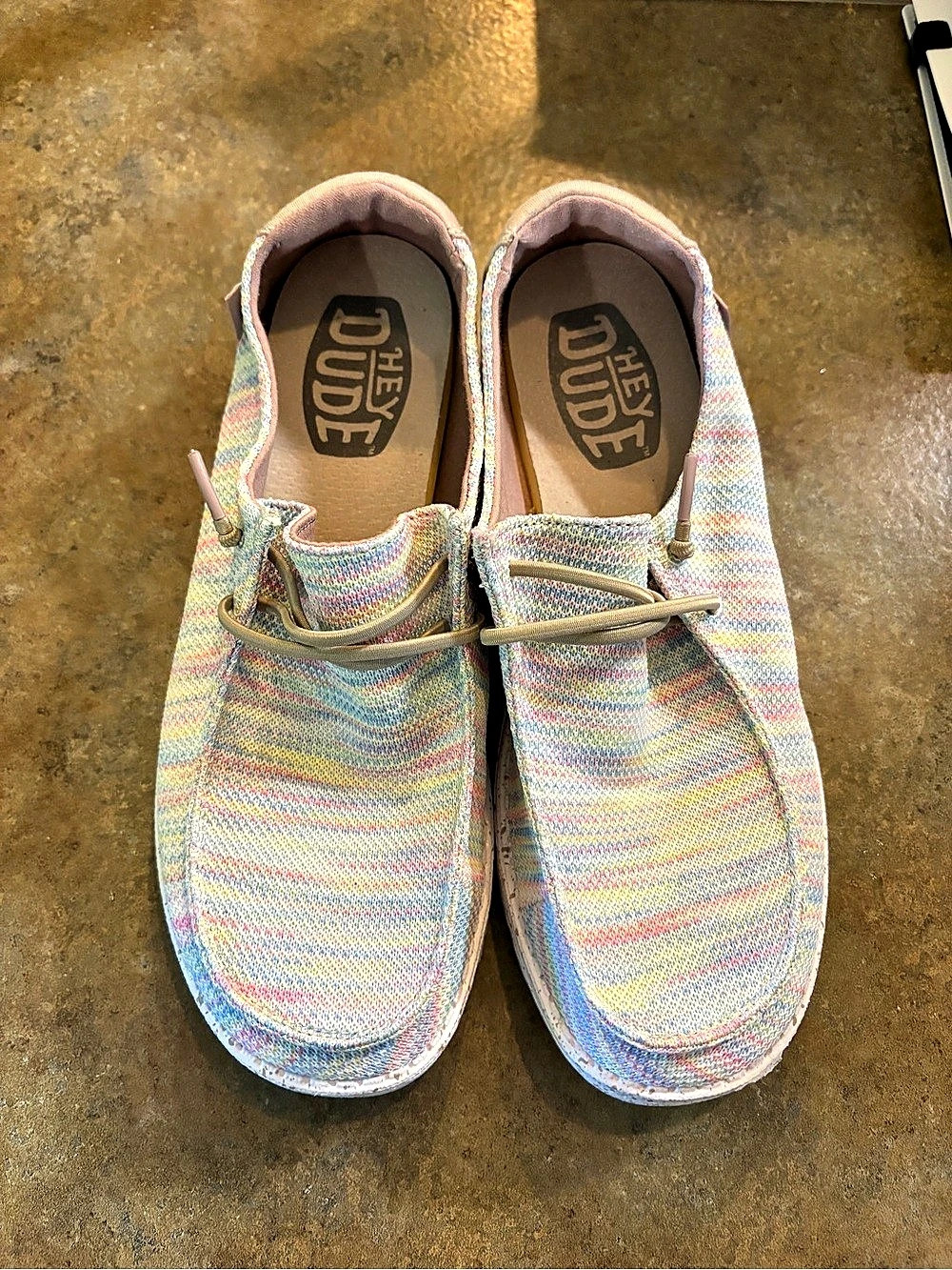 Hey Dude Wendy Sox Aurora White Striped Sneakers Multicolor & White US 10
